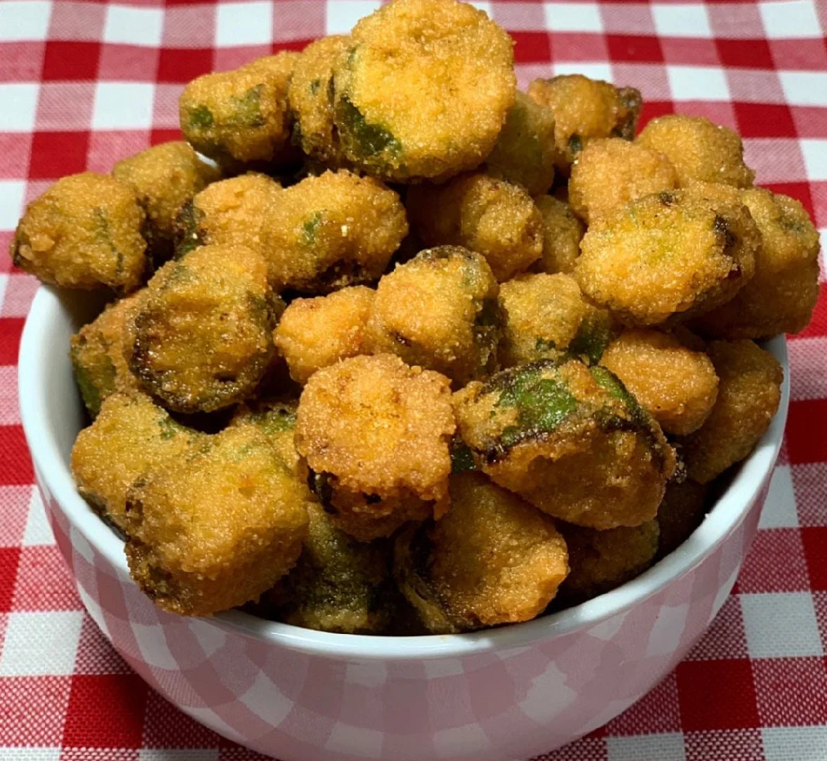 Fried okra in a bowl