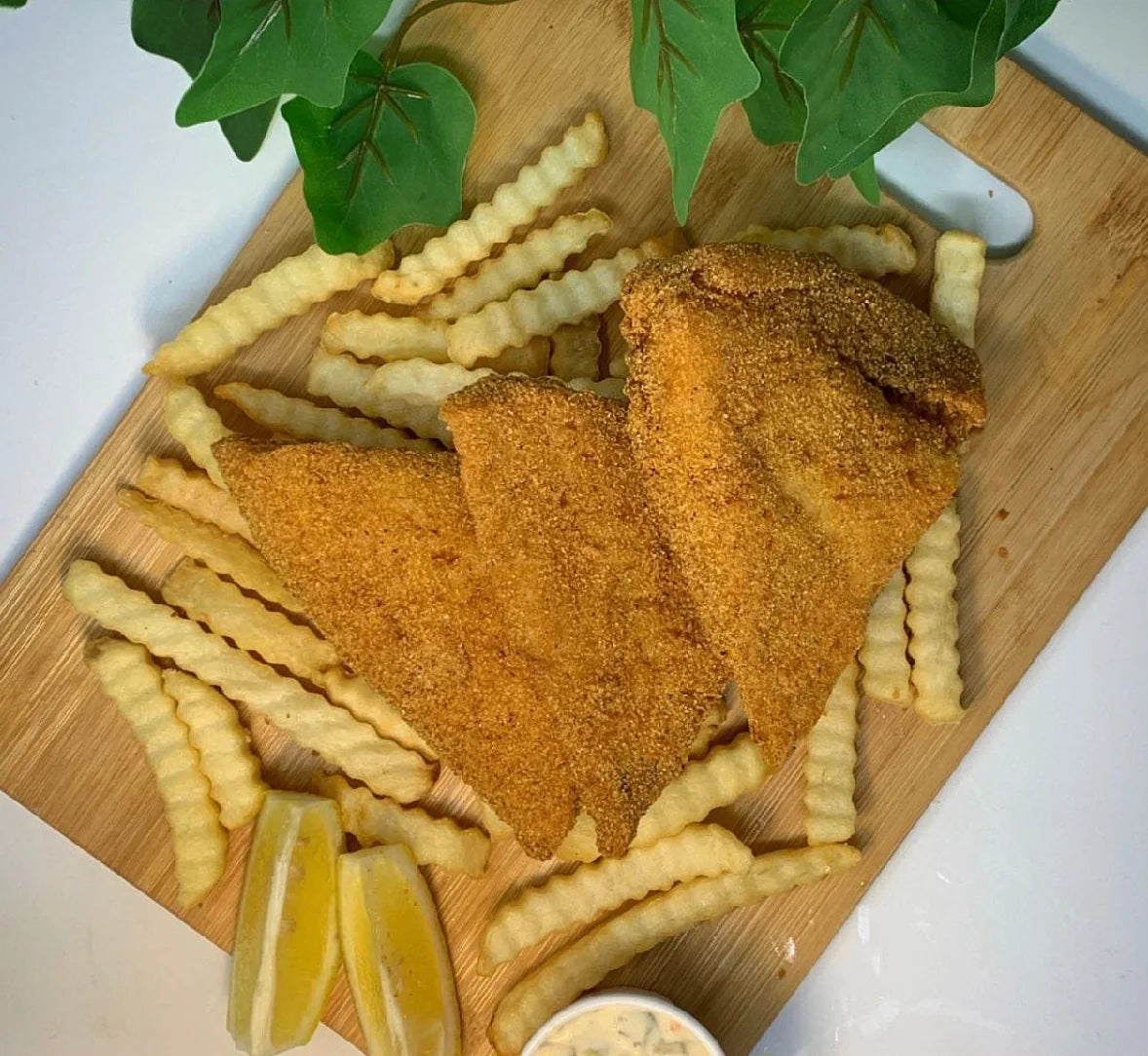 Mandy’s fried fish fillets with crinkle fries